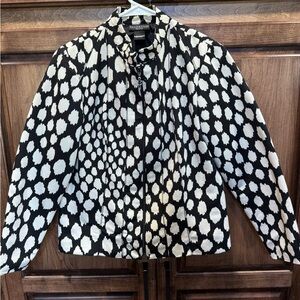 Molly &‎ Maxx Black and White Zip Up Jacket Blazer Size Petite Medium Lined Dots